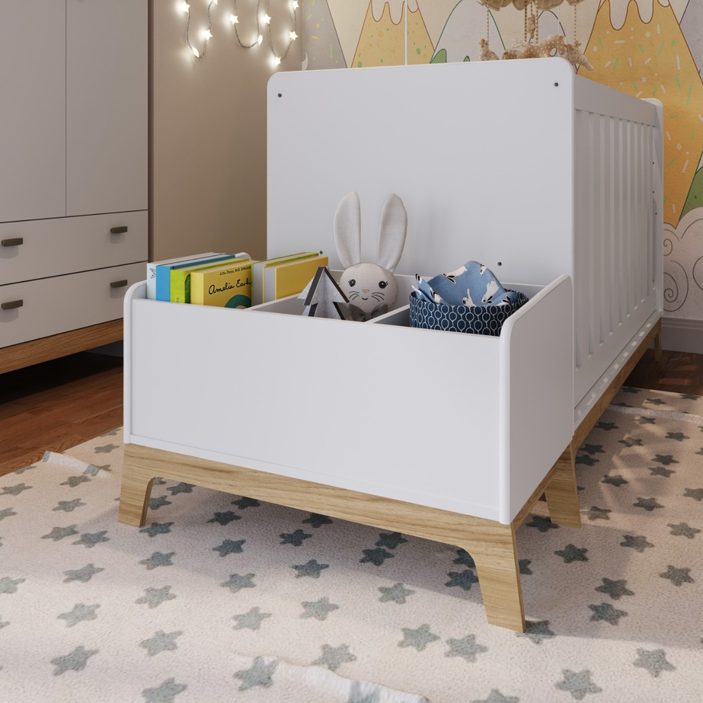 CAJA DE JUGUETES Y LIBROS LÍNEA PANAL DE ABEJA BLANCO | Simeni Outlet